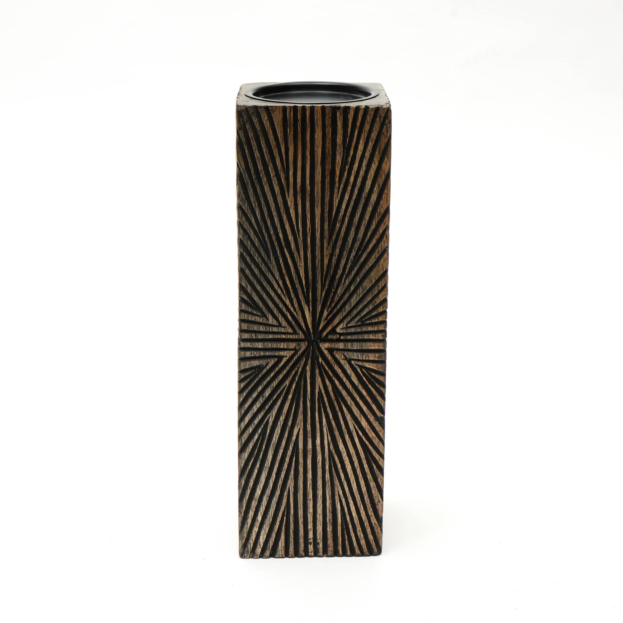 Elegent Wood Centerpiece Candle Holder - 4x12" - HER Home Design Boutique